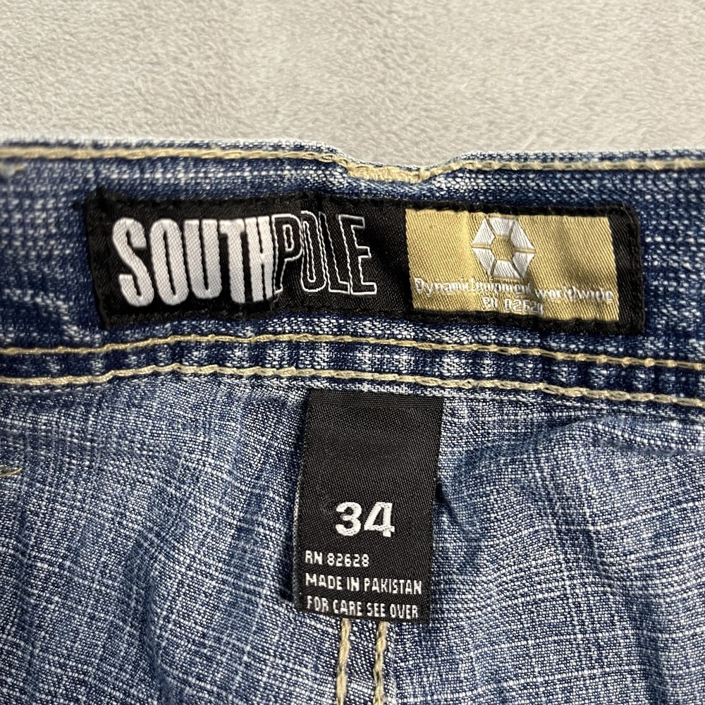 Vintage Southpole Gold Tab Denim Shorts Men's 34* Blue Baggy Skater Hip Hop - Picture 7 of 15